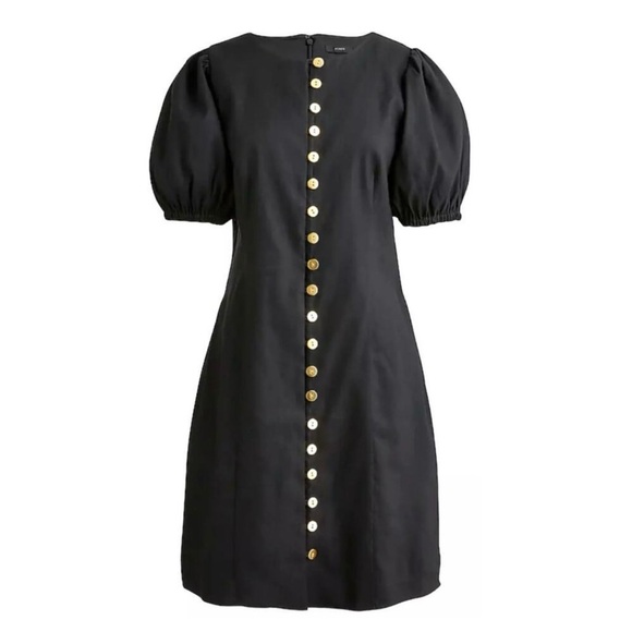 J. Crew Black and Gold Puff Sleeve Sheath Dress - Picture 2 of 10